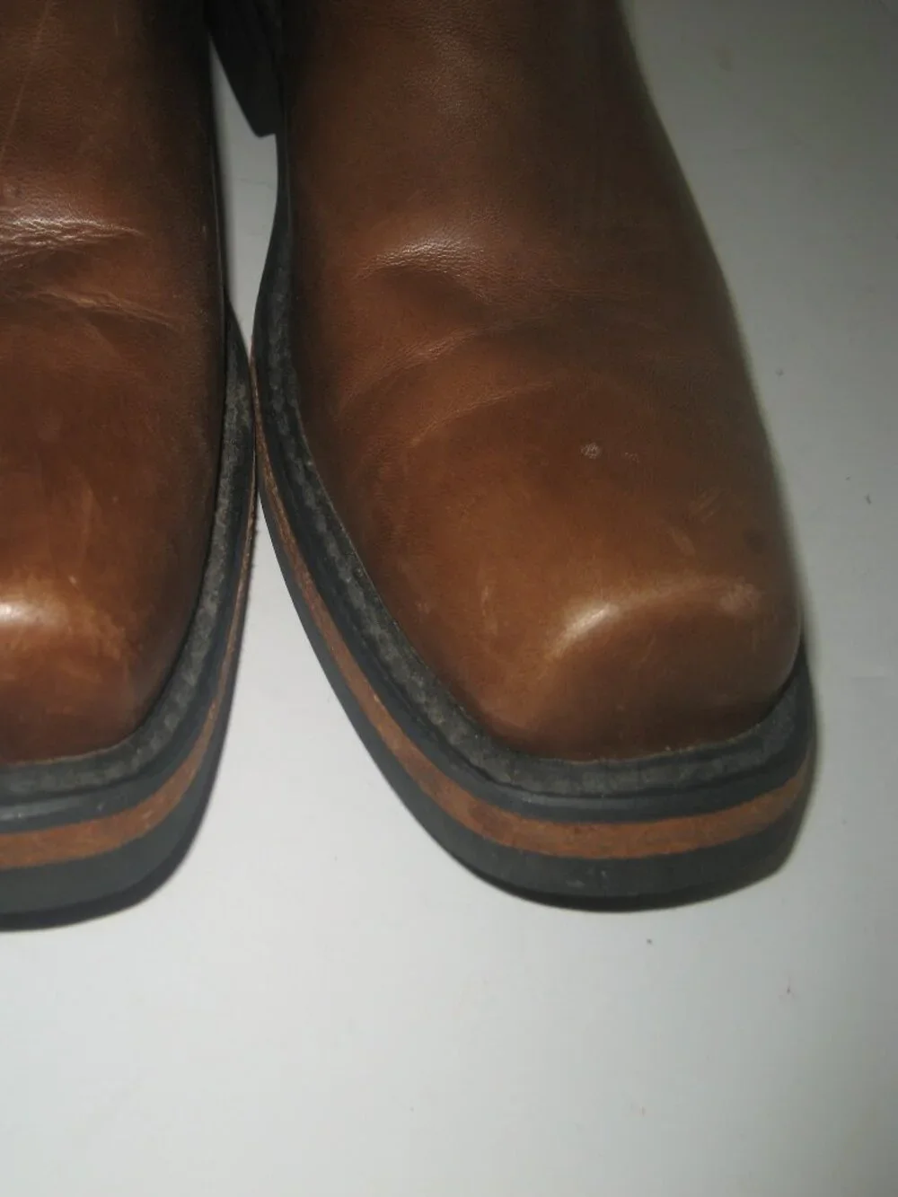 MEN'S CACTUS HARNESS SQUARE TOE BROWN LEATHER WORK BOOTS sz US 9.5